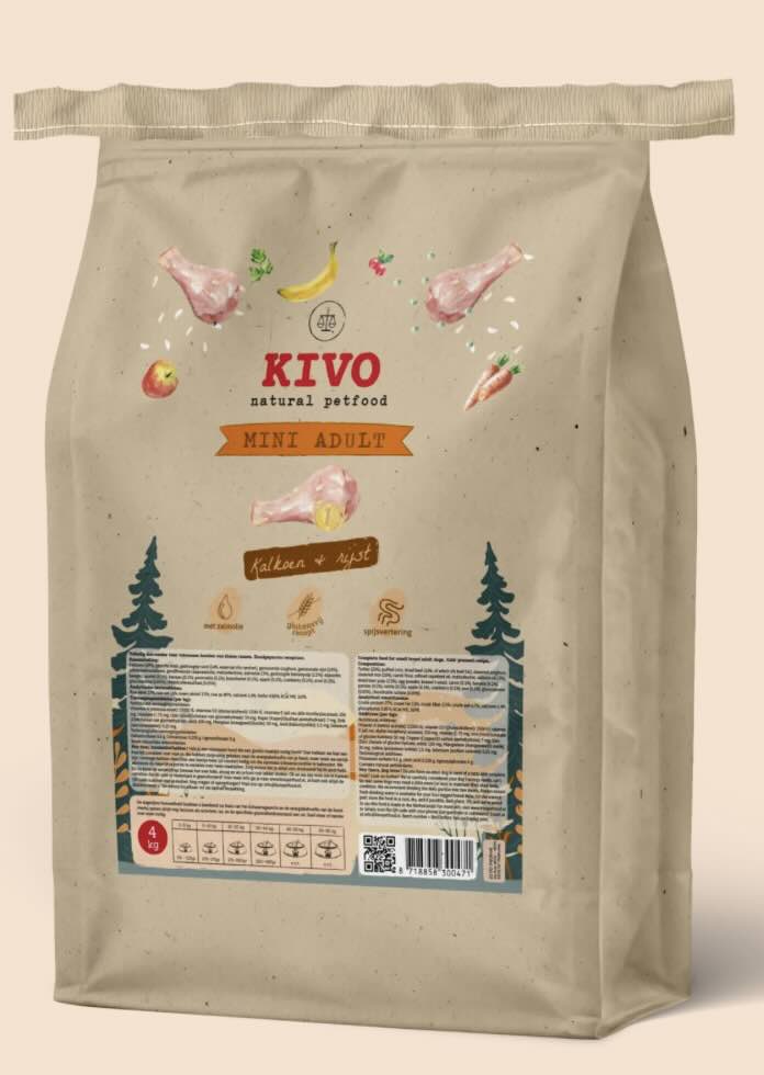 Koudgeperst Kalkoen & Rijst Mini Adult 4kg